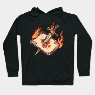 card with sword burning vintage t-shirt Hoodie